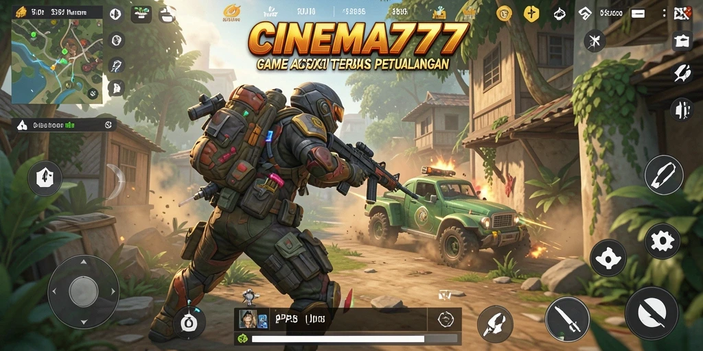 Screenshot CINEMA777 menampilkan aksi intens dalam gameplay TPS.