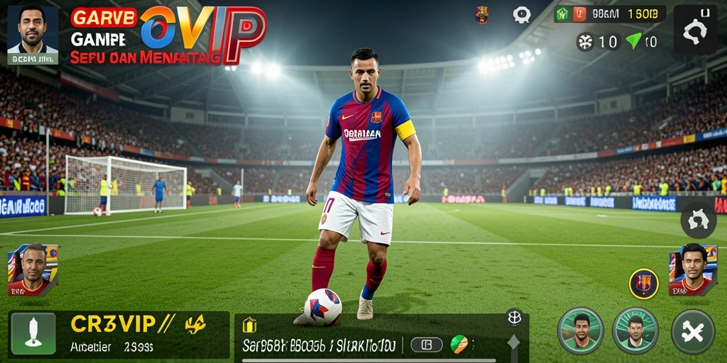 Screenshot gameplay CR7VIP menampilkan aksi sepak bola yang seru.