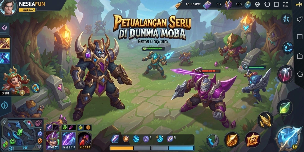 Screenshot utama NESIAFUN menampilkan aksi seru dalam game MOBA.