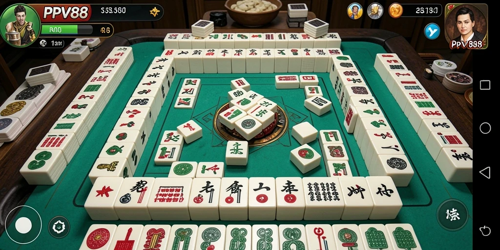 Tampilan gameplay PPV88 dengan desain ubin Mahjong yang menarik.