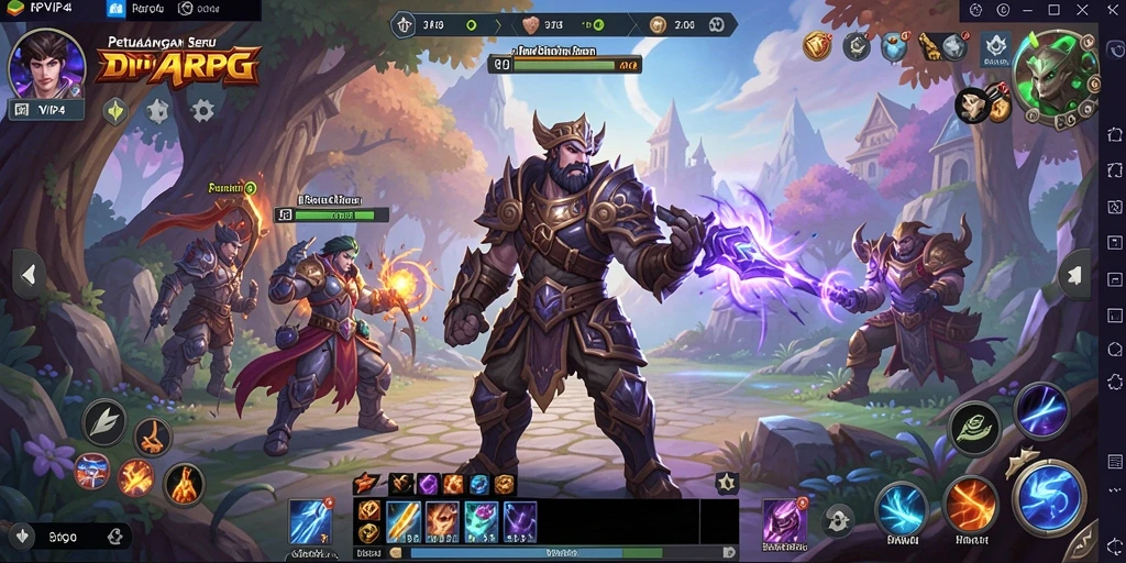 Tangkapan layar gameplay RPVIP4 menampilkan pertarungan epik ARPG.